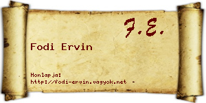 Fodi Ervin névjegykártya
